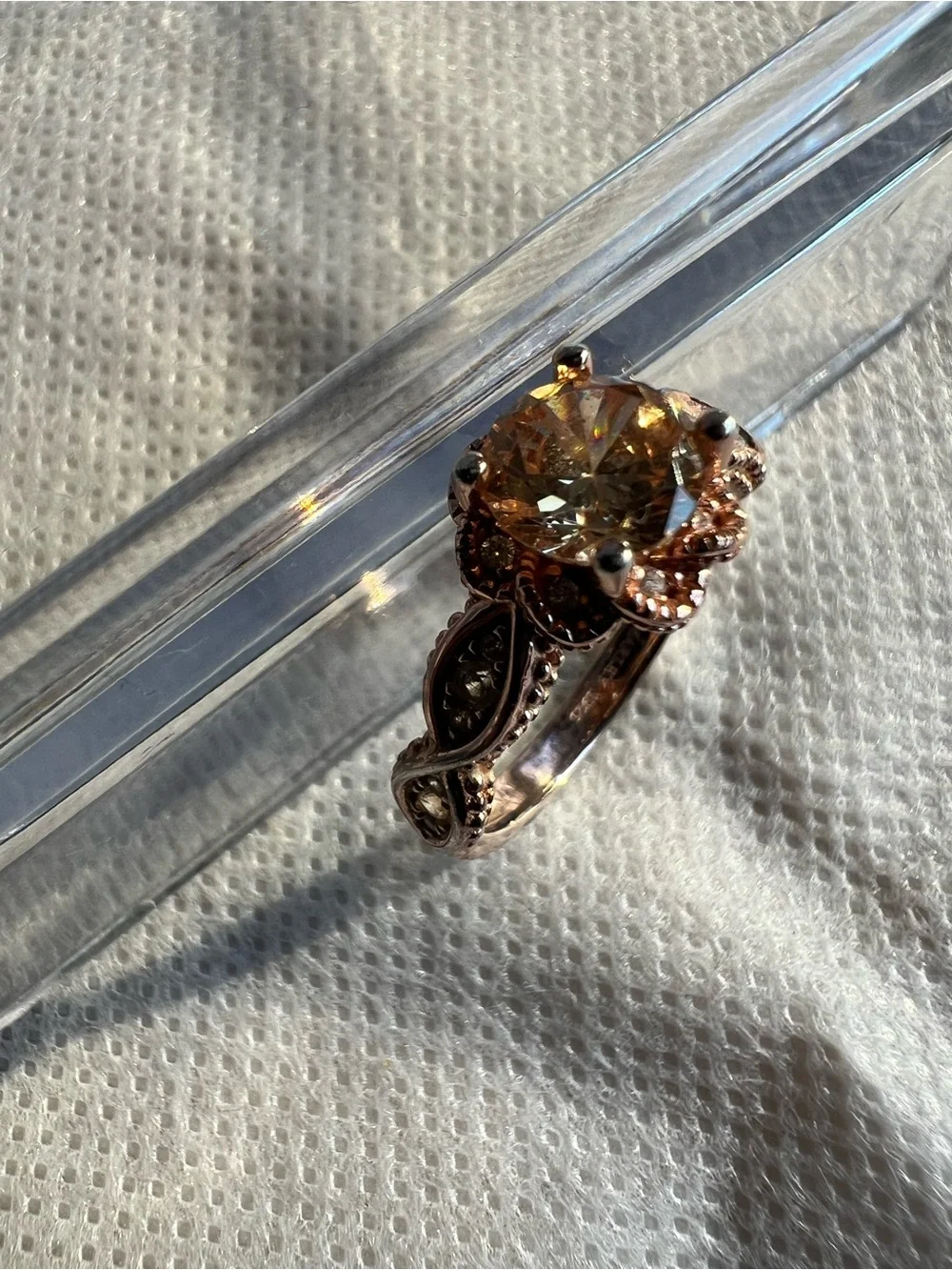 925 Marley Rose Gold Ring with Champagne Stone